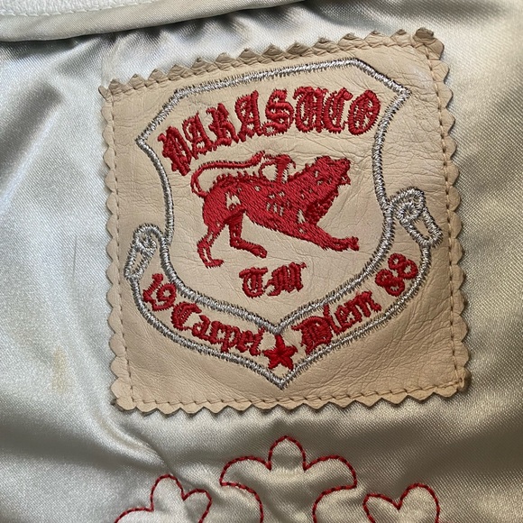 GENUINE Parasuco Leather Distressed Biker Jacket, Large, White - Picture 6 of 11